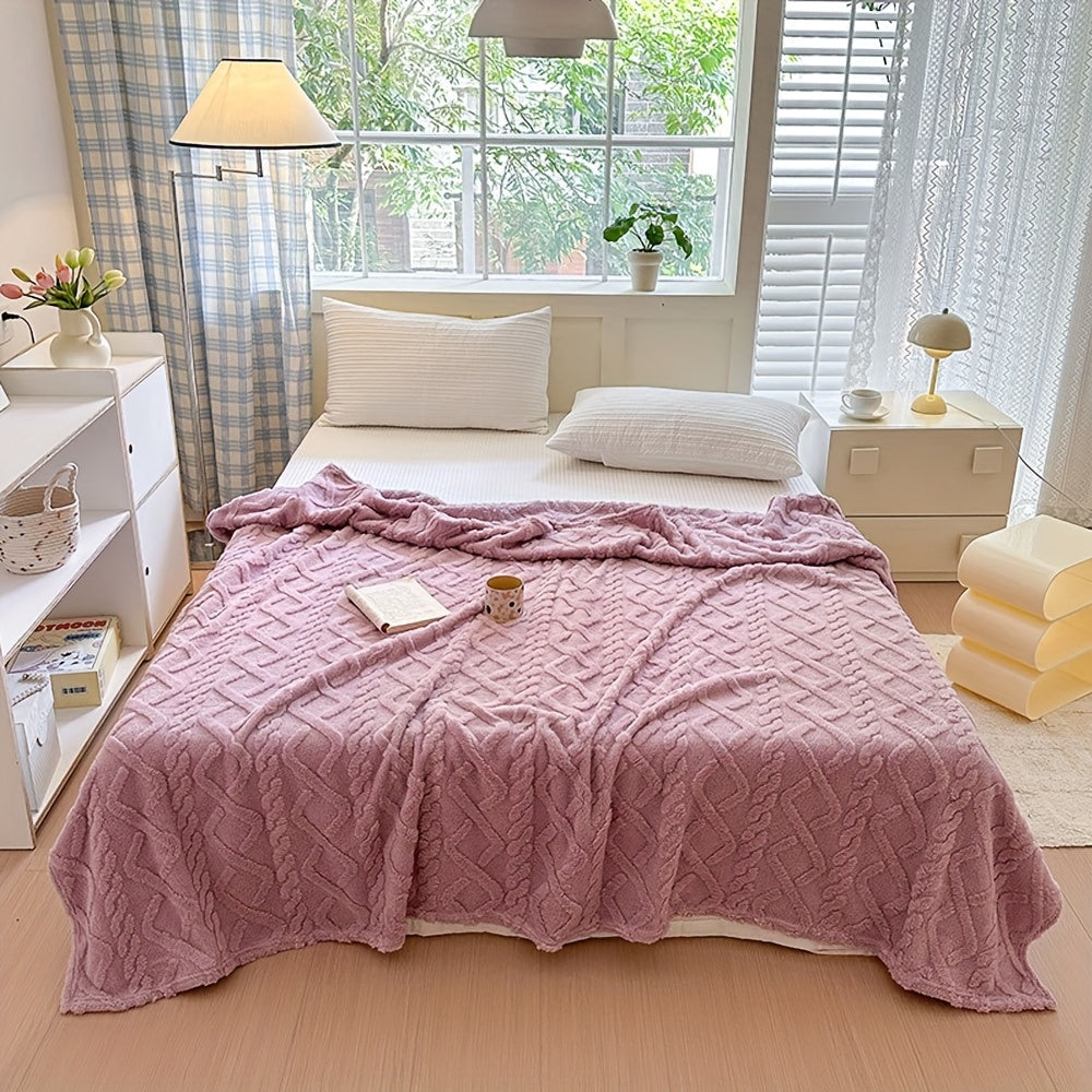 Cozy Blanket Cozy Lamb Fleece Blanket | 1pc | Lamb Fleece | Soft, Warm, 3D Design, Multifunctional, Hand Wash Only | Bed, Couch & Travel | All-Season | Natural Beige\u002FLight Brown