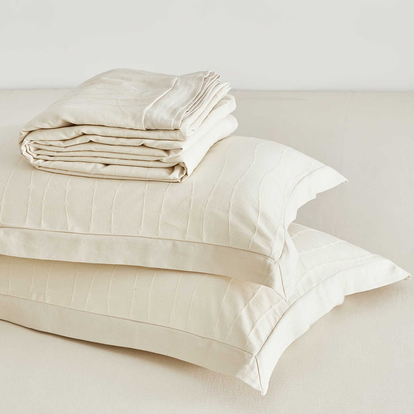 Plaid Jacquard Duvet Cover 100% Cotton 3pcs Set 1 Textured Checkered Duvet Cover with Zipper Ties 2 Pillow Shams Ultra Soft Decorative Hemmed Jacquard Bedding Set