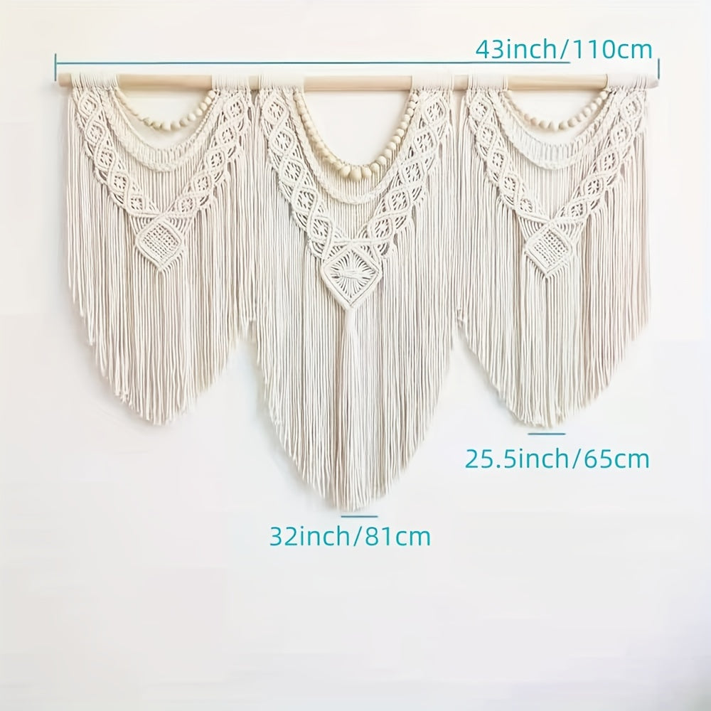 1pc Large Macrame Wall Hanging Boho Tapestry Macrame Wall Decor Bohemian Handmade Tapestry Home Decoration for Bedroom Living Room Wedding Party - 43\