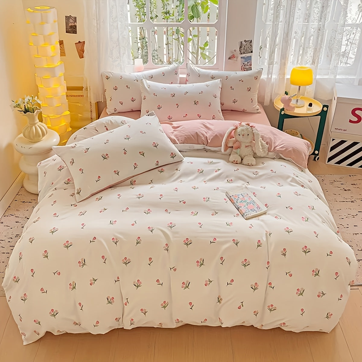 3pcss Ultra Soft Washed Small Fresh Printed Bed Sheet Three Piece Set, One Medium Double Bed Bed Sheet - Soft, Lightweight, Ultra-fine Fiber Deep Pocket Bed Sheet 3pcs Set Includes One Bed Sheet And Two Pillowcases