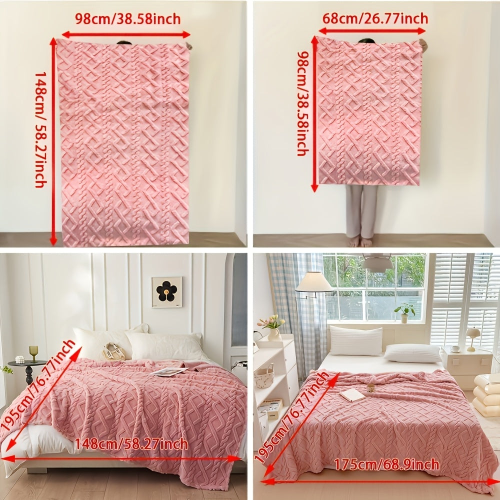 Cozy Blanket Cozy Lamb Fleece Blanket | 1pc | Lamb Fleece | Soft, Warm, 3D Design, Multifunctional, Hand Wash Only | Bed, Couch & Travel | All-Season | Natural Beige\u002FLight Brown