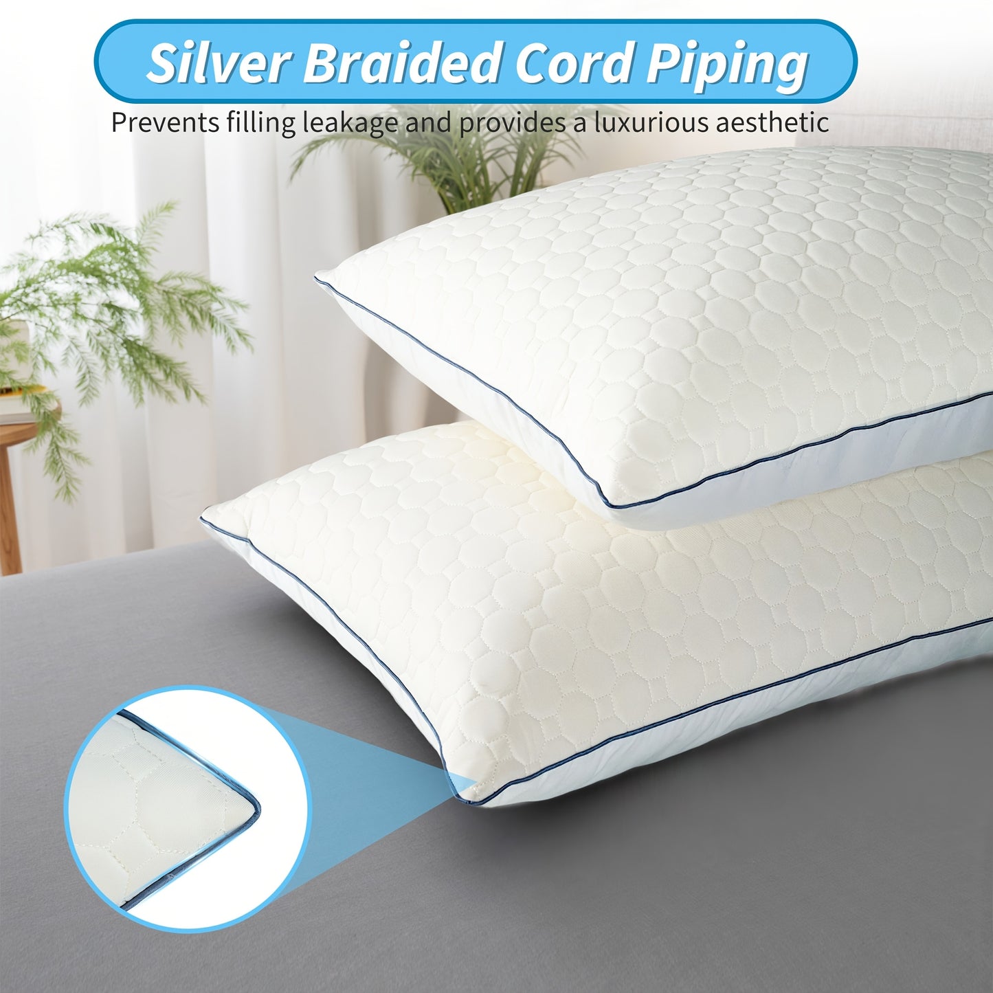 Latex Pillow - Medium Firm, Hexagonal Grid Design | Soft Against The Light Beige, Pressure-relieving | Suitable for Side, Back, And Stomach Sleepers | Provides Just The Right Amount Of Support And Is Easy to Clean - The Perfect Gift for Family And Friends