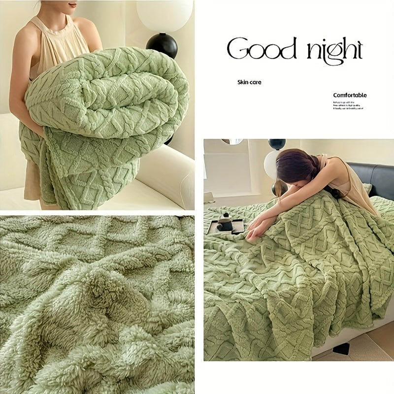 Cozy Blanket Cozy Lamb Fleece Blanket | 1pc | Lamb Fleece | Soft, Warm, 3D Design, Multifunctional, Hand Wash Only | Bed, Couch & Travel | All-Season | Natural Beige\u002FLight Brown