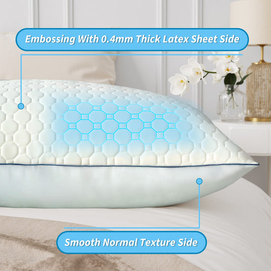 Latex Pillow - Medium Firm, Hexagonal Grid Design | Soft Against The Light Beige, Pressure-relieving | Suitable for Side, Back, And Stomach Sleepers | Provides Just The Right Amount Of Support And Is Easy to Clean - The Perfect Gift for Family And Friends