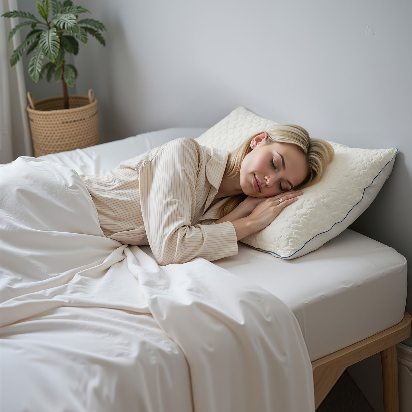 Latex Pillow - Medium Firm, Hexagonal Grid Design | Soft Against The Light Beige, Pressure-relieving | Suitable for Side, Back, And Stomach Sleepers | Provides Just The Right Amount Of Support And Is Easy to Clean - The Perfect Gift for Family And Friends