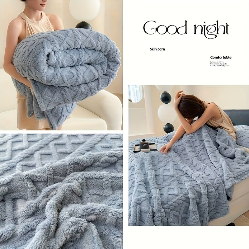 Cozy Blanket Cozy Lamb Fleece Blanket | 1pc | Lamb Fleece | Soft, Warm, 3D Design, Multifunctional, Hand Wash Only | Bed, Couch & Travel | All-Season | Natural Beige\u002FLight Brown