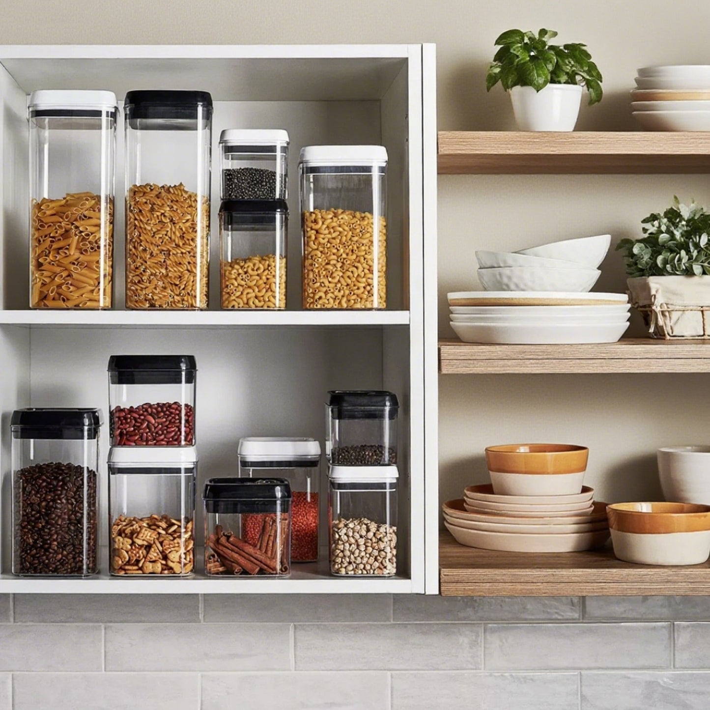 162oz Vacuum Sealed Grain Canisters Set (4pcs) - Airtight Dry Food Storage for Rice, Pasta, Baking Supplies, coffee, loose leaf tea, nuts and grains, Kitchen Storage