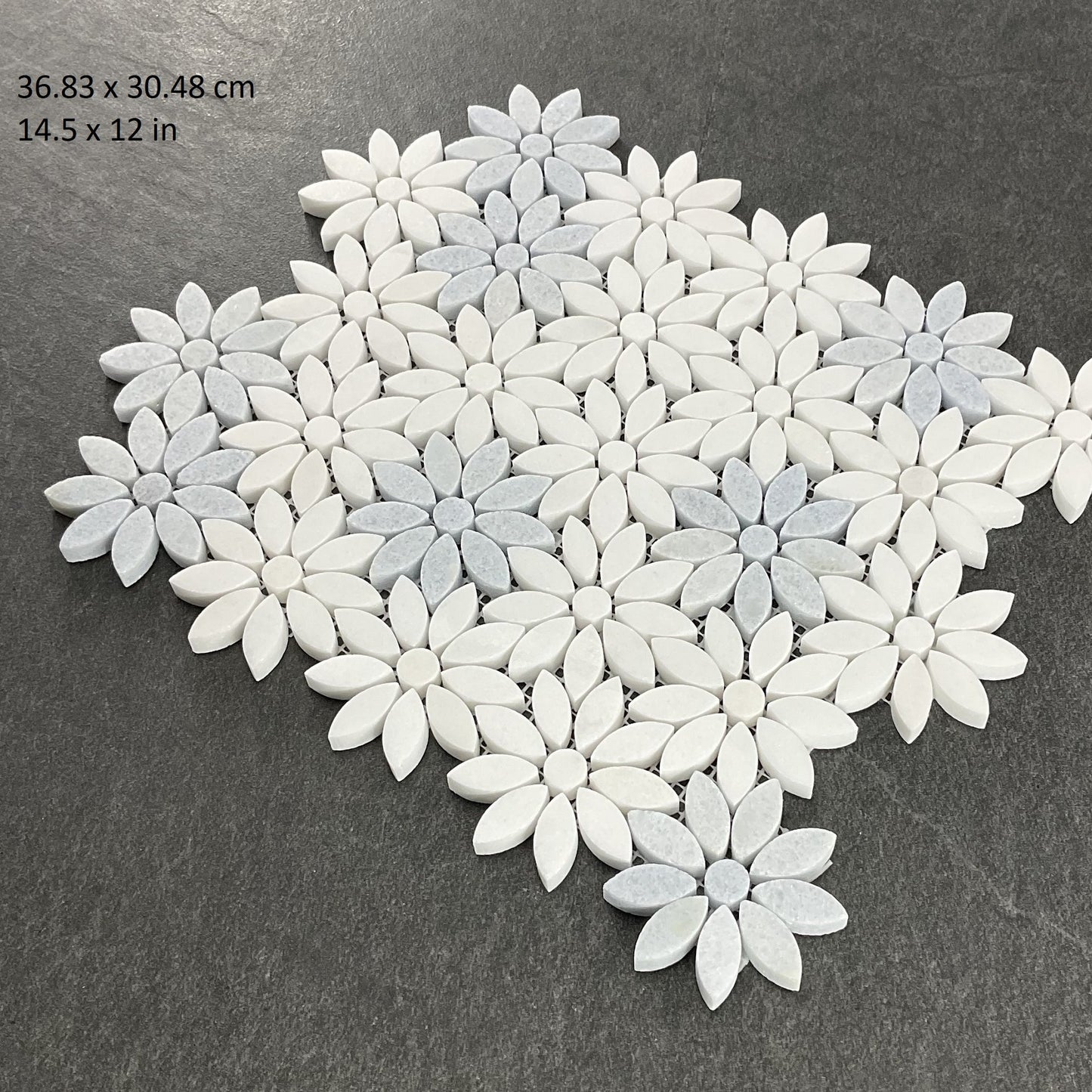 10-Pieces of Waterjet Daisy Marble Mosaic Wall Tile \u002F Floor Tile \u002F Kitchen Backsplash \u002F Bathroom Tile \u002F Shower Tile \u002F Marble Tile \u002F Home Decor (Set of 10)