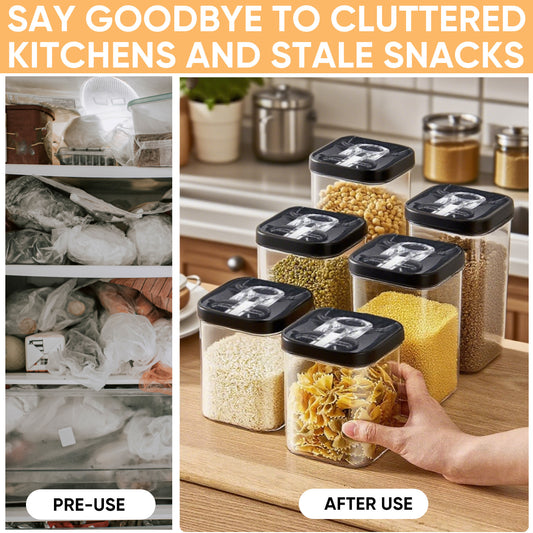 162oz Vacuum Sealed Grain Canisters Set (4pcs) - Airtight Dry Food Storage for Rice, Pasta, Baking Supplies, coffee, loose leaf tea, nuts and grains, Kitchen Storage