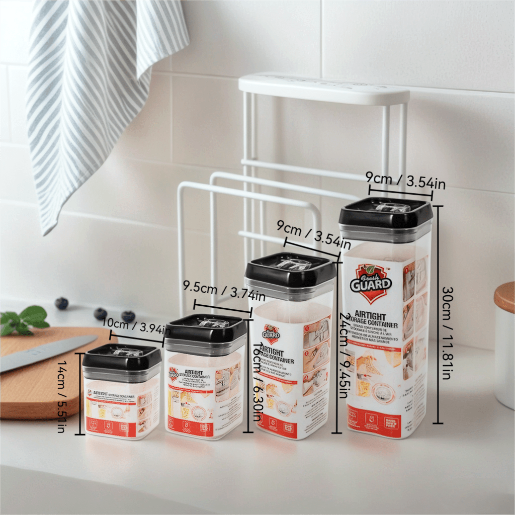 162oz Vacuum Sealed Grain Canisters Set (4pcs) - Airtight Dry Food Storage for Rice, Pasta, Baking Supplies, coffee, loose leaf tea, nuts and grains, Kitchen Storage