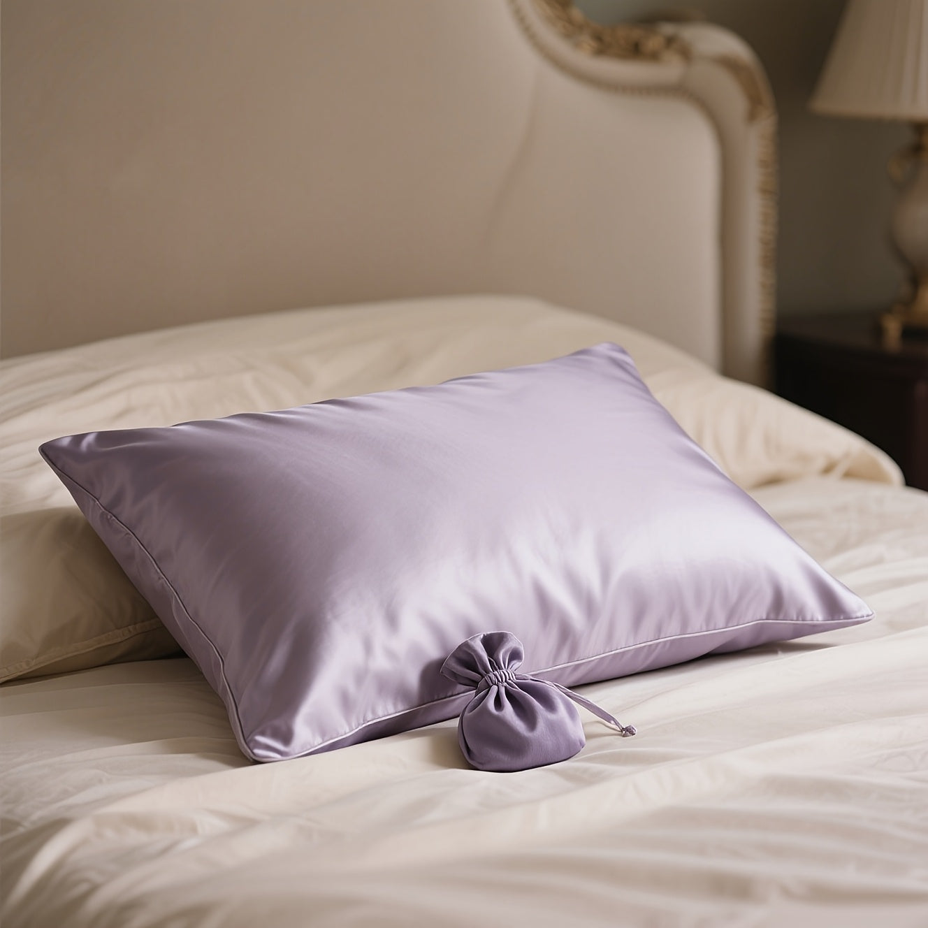 2pcs Solid Colored Color Mulberry Silk Pillowcases, Cool & Breathable, Sensitive Light Beige Friendly, Hair Protection & Light Beige-Friendly, Hygienic Sleep