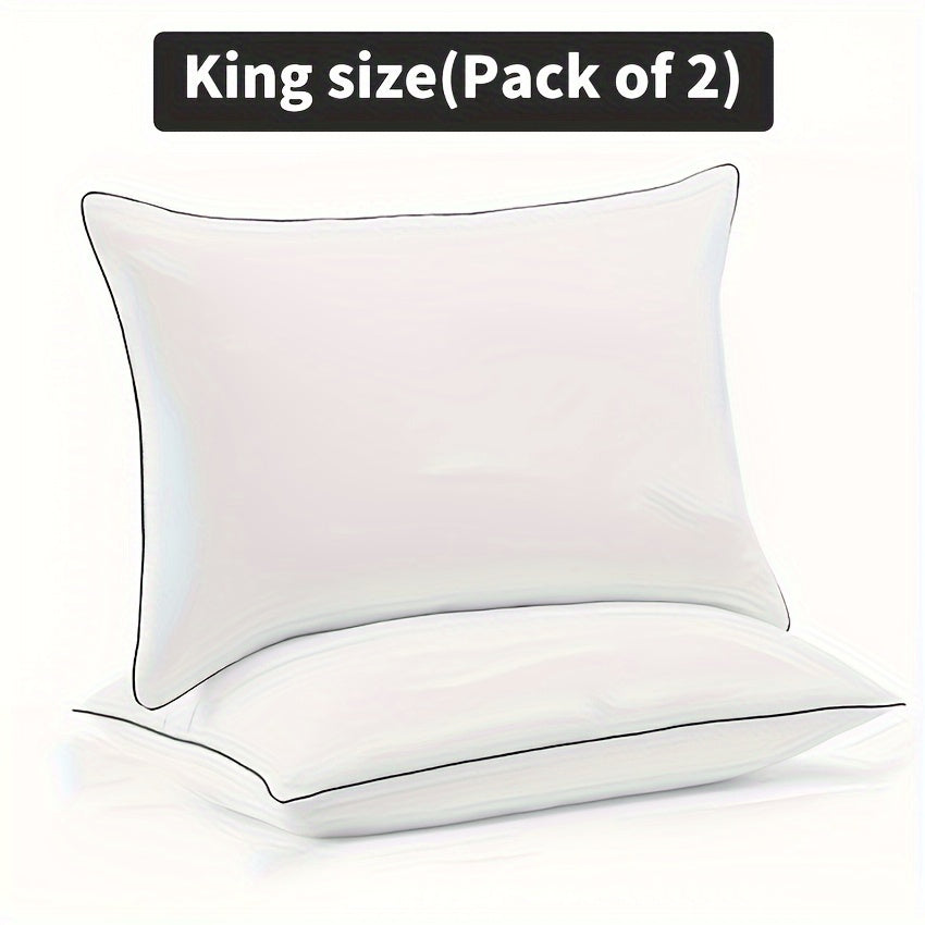 2pcs Luxury Cooling Pillows - Ultra Soft Microfiber with Down Alternative Filling, Breathable Design for Back, Side, and Stomach Sleepers, Hotel Quality, Machine Washable, White