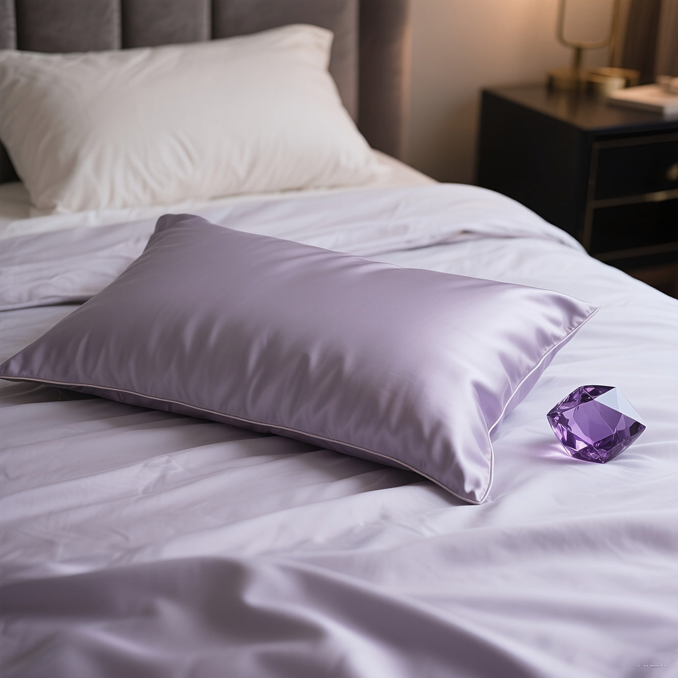 2pcs Solid Colored Color Mulberry Silk Pillowcases, Cool & Breathable, Sensitive Light Beige Friendly, Hair Protection & Light Beige-Friendly, Hygienic Sleep