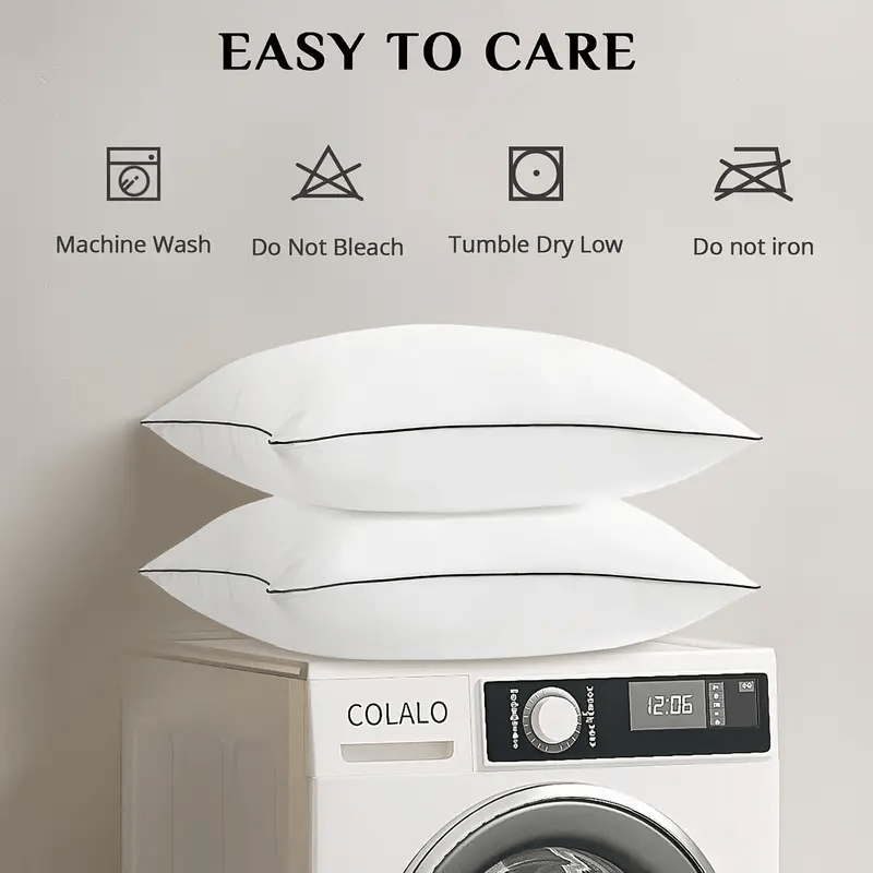 2pcs Luxury Cooling Pillows - Ultra Soft Microfiber with Down Alternative Filling, Breathable Design for Back, Side, and Stomach Sleepers, Hotel Quality, Machine Washable, White