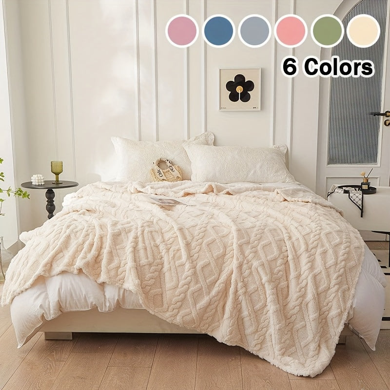 Cozy Blanket Cozy Lamb Fleece Blanket | 1pc | Lamb Fleece | Soft, Warm, 3D Design, Multifunctional, Hand Wash Only | Bed, Couch & Travel | All-Season | Natural Beige\u002FLight Brown