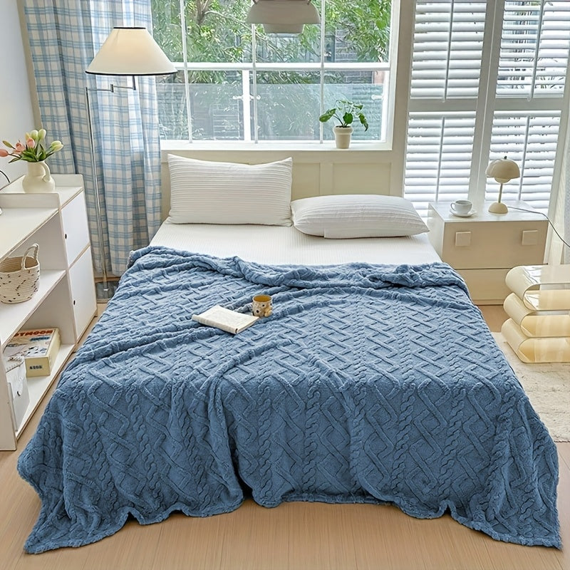 Cozy Blanket Cozy Lamb Fleece Blanket | 1pc | Lamb Fleece | Soft, Warm, 3D Design, Multifunctional, Hand Wash Only | Bed, Couch & Travel | All-Season | Natural Beige\u002FLight Brown