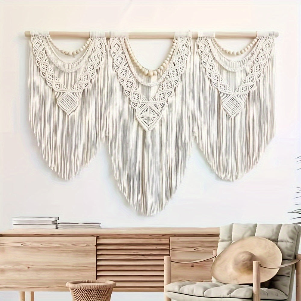 1pc Large Macrame Wall Hanging Boho Tapestry Macrame Wall Decor Bohemian Handmade Tapestry Home Decoration for Bedroom Living Room Wedding Party - 43\