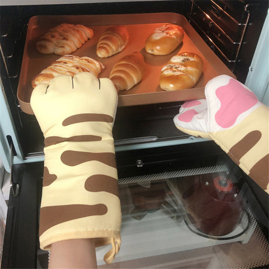 1 Pair Creative Cute 3D Cat Claw Heat-Resistant Non-Slip Oven Gloves, Microwave Baking Heat Insulation Gloves, Suitable for Home Restaurant, Kitchen Oven Gloves, Mother's Day Gift, Christmas Gift, Best for Christmas