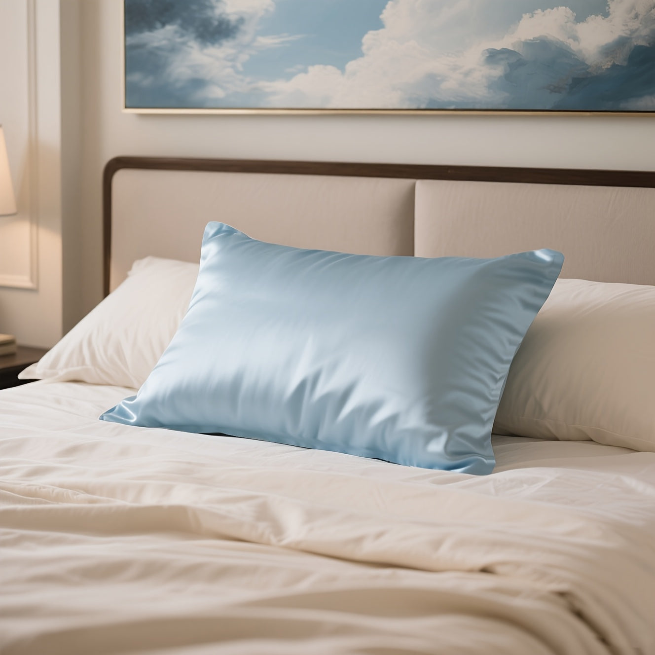 2pcs Solid Colored Color Mulberry Silk Pillowcases, Cool & Breathable, Sensitive Light Beige Friendly, Hair Protection & Light Beige-Friendly, Hygienic Sleep