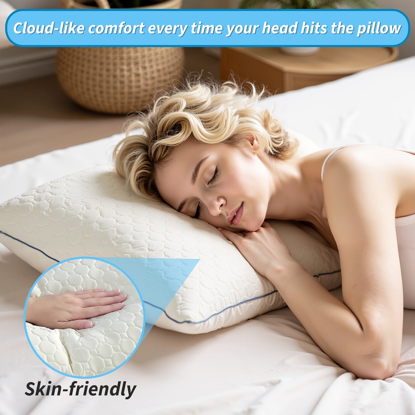 Latex Pillow - Medium Firm, Hexagonal Grid Design | Soft Against The Light Beige, Pressure-relieving | Suitable for Side, Back, And Stomach Sleepers | Provides Just The Right Amount Of Support And Is Easy to Clean - The Perfect Gift for Family And Friends