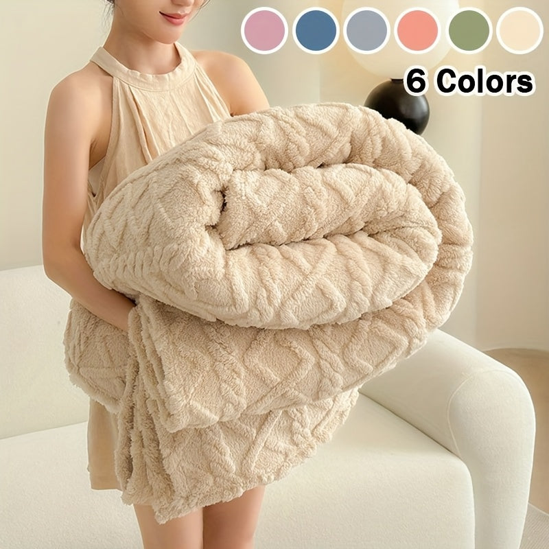 Cozy Blanket Cozy Lamb Fleece Blanket | 1pc | Lamb Fleece | Soft, Warm, 3D Design, Multifunctional, Hand Wash Only | Bed, Couch & Travel | All-Season | Natural Beige\u002FLight Brown