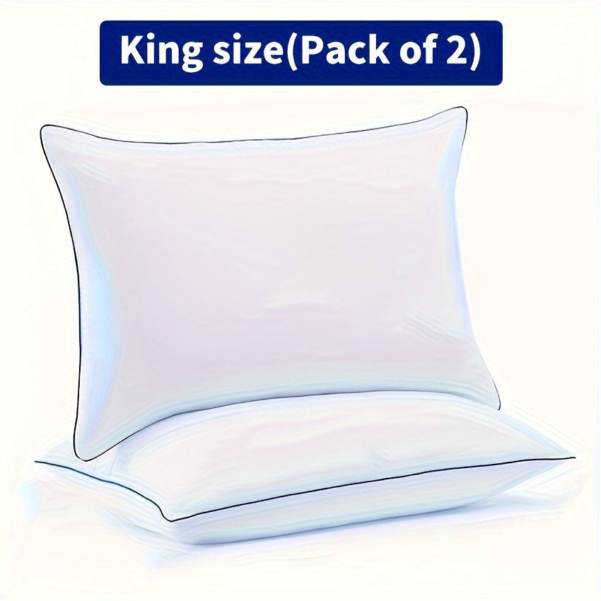 2pcs Luxury Cooling Pillows - Ultra Soft Microfiber with Down Alternative Filling, Breathable Design for Back, Side, and Stomach Sleepers, Hotel Quality, Machine Washable, White