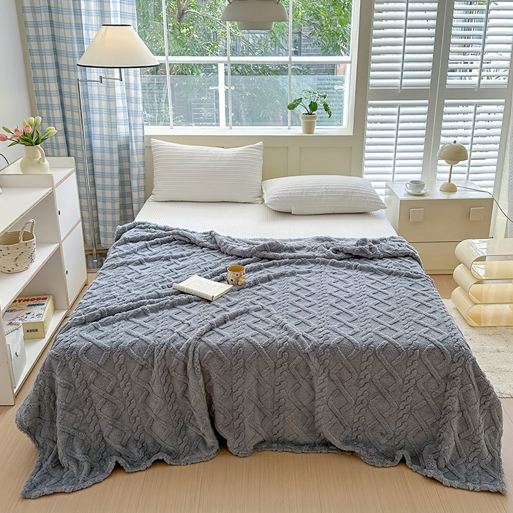 Cozy Blanket Cozy Lamb Fleece Blanket | 1pc | Lamb Fleece | Soft, Warm, 3D Design, Multifunctional, Hand Wash Only | Bed, Couch & Travel | All-Season | Natural Beige\u002FLight Brown
