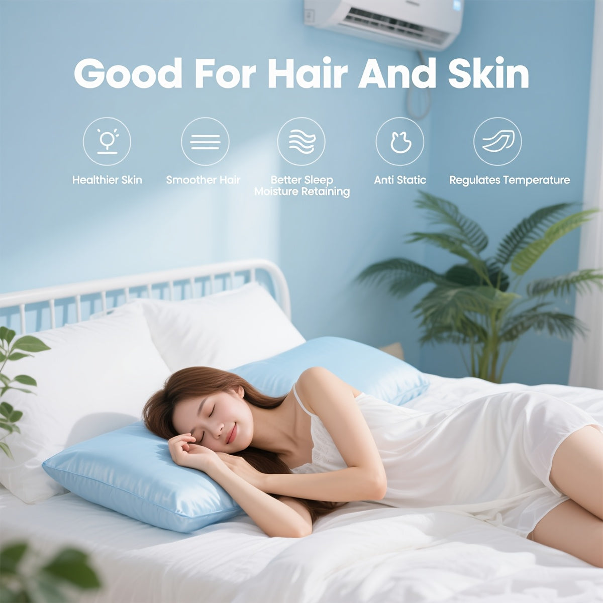 2pcs Solid Colored Color Mulberry Silk Pillowcases, Cool & Breathable, Sensitive Light Beige Friendly, Hair Protection & Light Beige-Friendly, Hygienic Sleep