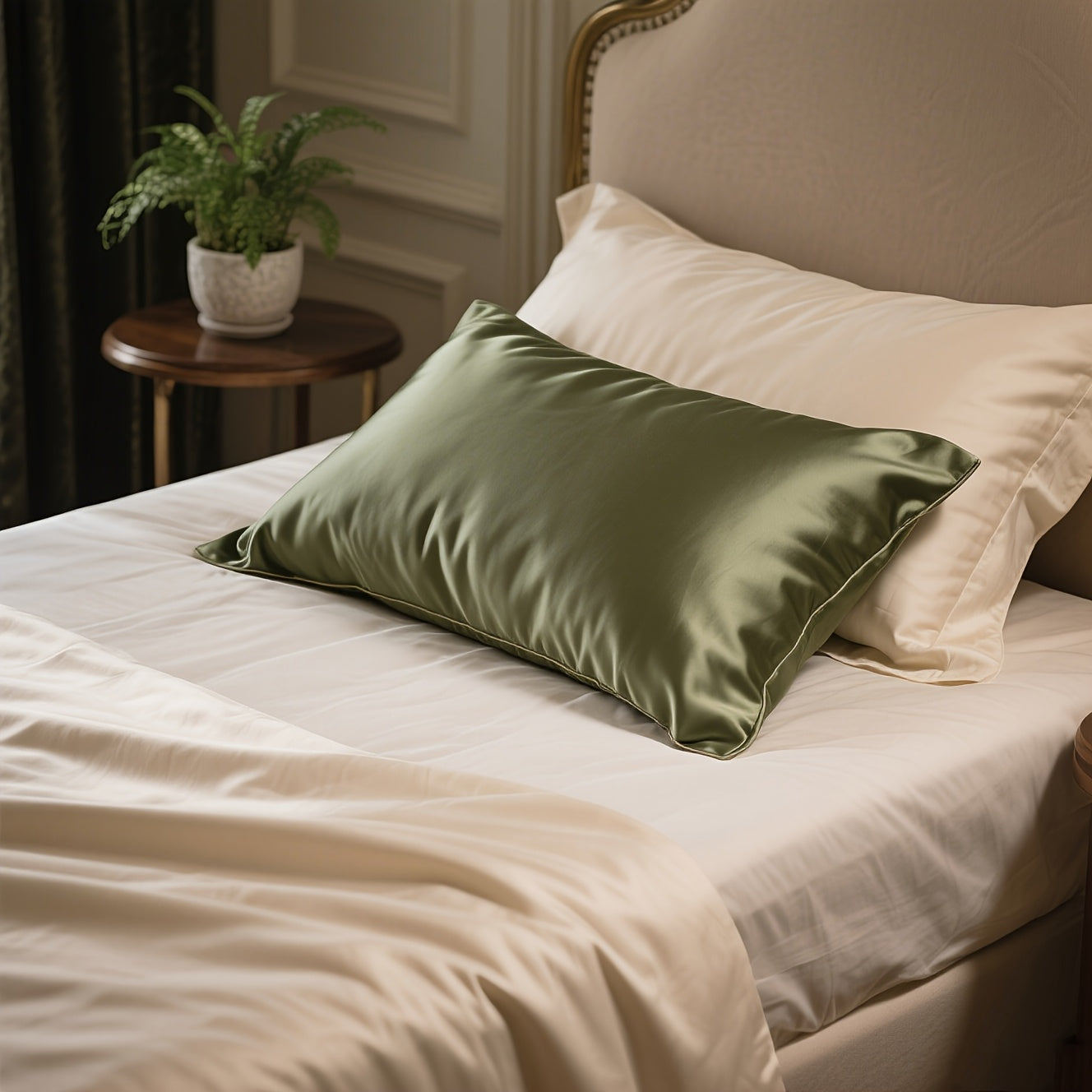 2pcs Solid Colored Color Mulberry Silk Pillowcases, Cool & Breathable, Sensitive Light Beige Friendly, Hair Protection & Light Beige-Friendly, Hygienic Sleep