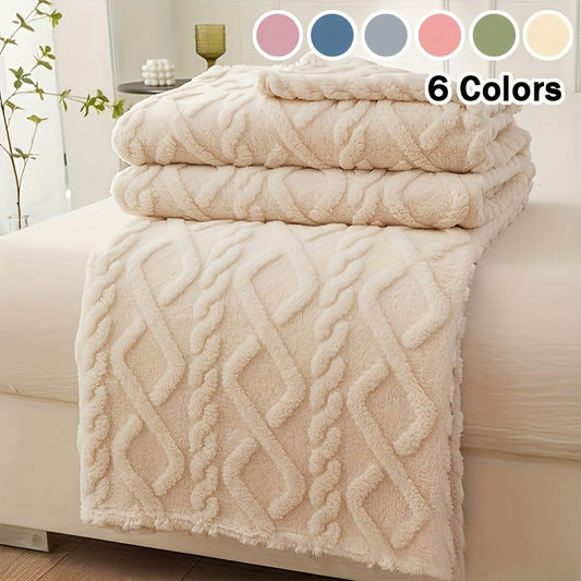Cozy Blanket Cozy Lamb Fleece Blanket | 1pc | Lamb Fleece | Soft, Warm, 3D Design, Multifunctional, Hand Wash Only | Bed, Couch & Travel | All-Season | Natural Beige\u002FLight Brown