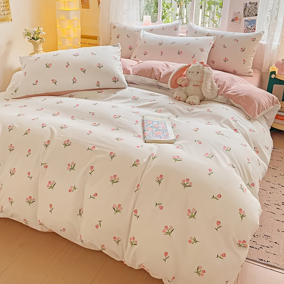 3pcss Ultra Soft Washed Small Fresh Printed Bed Sheet Three Piece Set, One Medium Double Bed Bed Sheet - Soft, Lightweight, Ultra-fine Fiber Deep Pocket Bed Sheet 3pcs Set Includes One Bed Sheet And Two Pillowcases